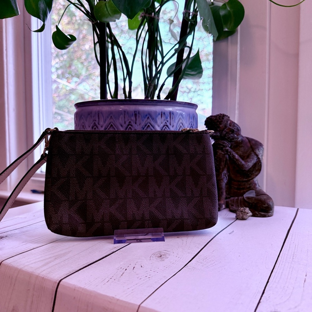 Michael Kors | Black and Brown Monogram Wristlet - Picture 2 of 10